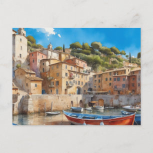 Postal Pueblo pescador italiano