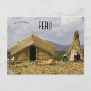 Postal Pueblo Tradicional Lago Titicaca Perú