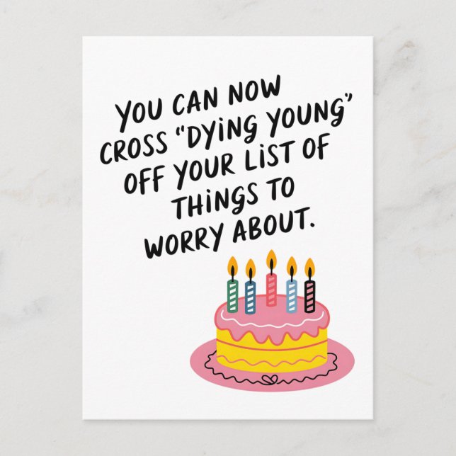 Postal Puedes Ahora Tachar Morir Joven Divertida Vejez Na (Anverso)