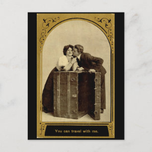 Postal Puedes viajar conmigo, Romance Vintage