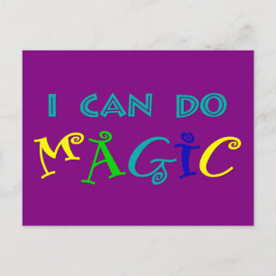 Postal Puedo hacer magia, retro, juguetón, colorido