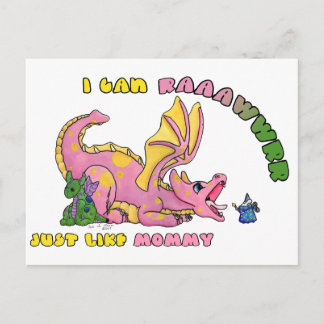 Postal Puedo RAWR, igual que mami chica de dragón lindo