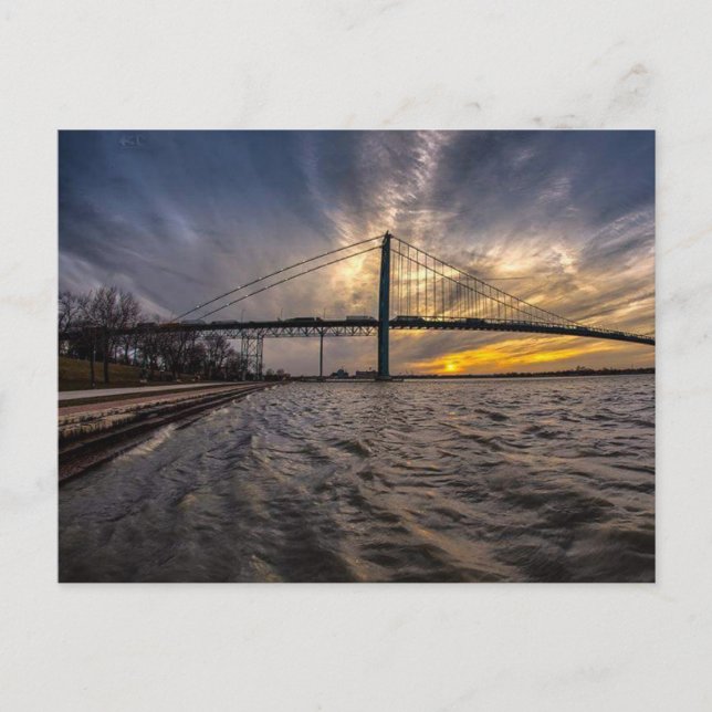 Postal Puente Ambsassador sobre el río Detroit (Anverso)