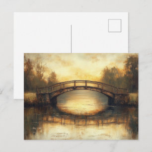 Postal Puente Antiguo Sobre Río Pintura Campo 