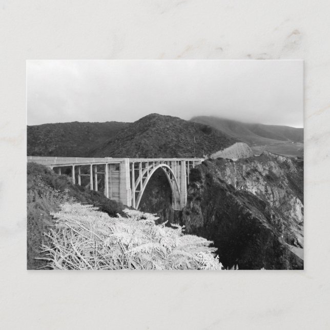 Postal puente Big Sur - Blanco y negro (Anverso)