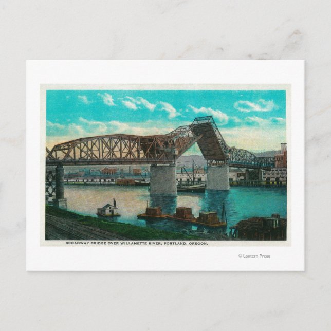 Postal Puente Broadway sobre el río Willamette (Anverso)