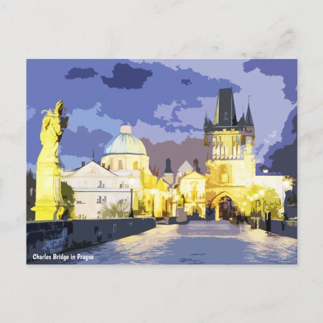 Postal Puente Carlos en Praga (Anverso)