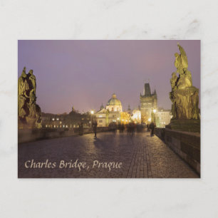 Postal Puente Carlos, foto de recuerdo de Praga