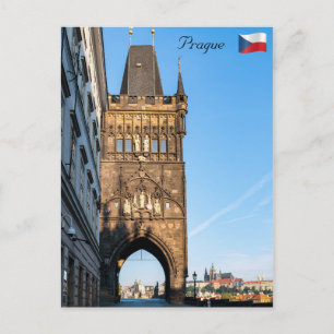 Postal Puente Carlos torre vieja y Castillo de Praga