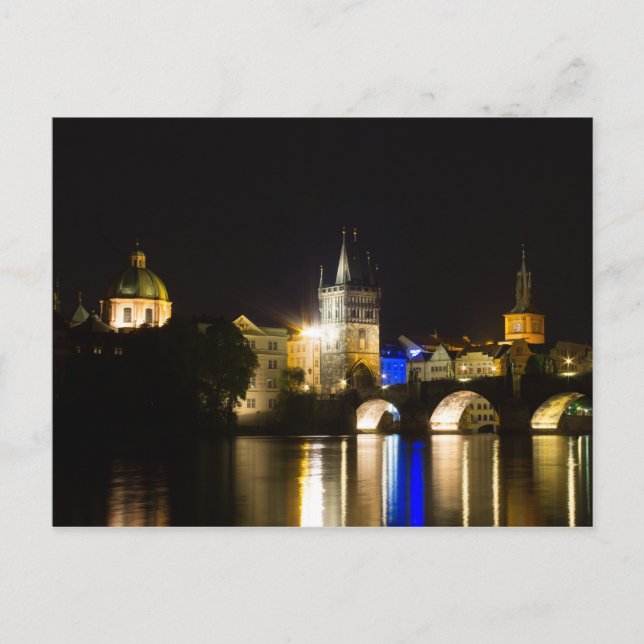 Postal Puente Carlos y río Vltava (Anverso)