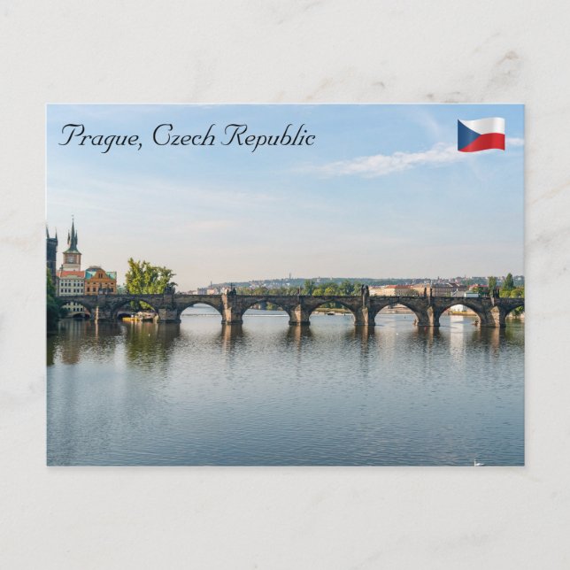 Postal Puente Carlos y río Vltava - Praga (Anverso)