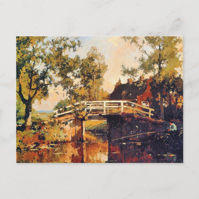 Postal Puente cerca de Estate Linschoten, pintura de arte (Anverso)