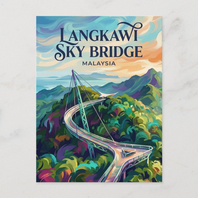 Postal Puente colgante de Langkawi Malasia (Anverso)