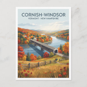 Postal Puente Cubierto Cornish-Windsor Vermont Viaje
