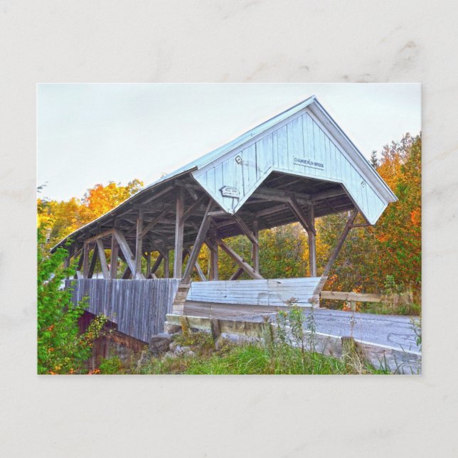 Postal Puente Cubierto De Chamberlin Mill En Vermont (Anverso)