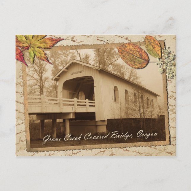 Postal Puente cubierto de Creek Grave, Valle Sunny, OR (Anverso)
