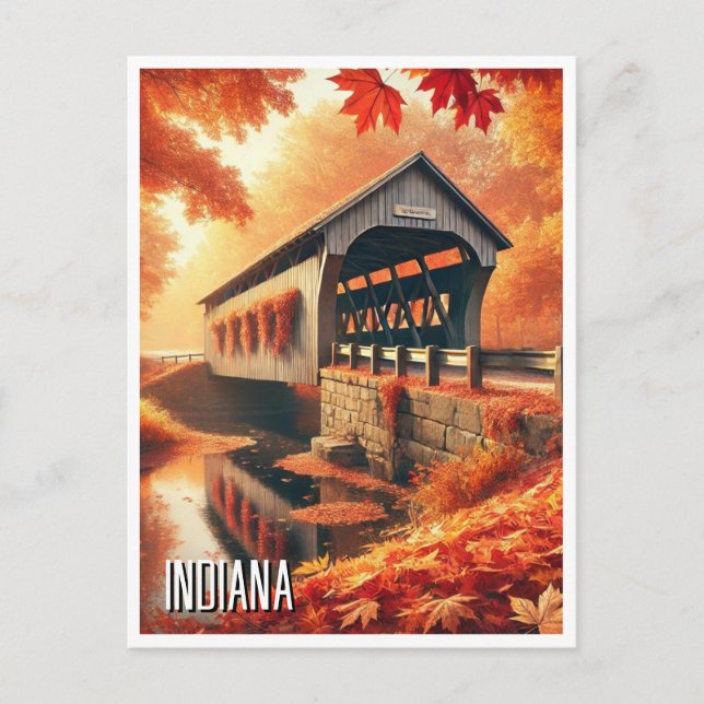 Postal Puente cubierto de Indiana (Anverso)