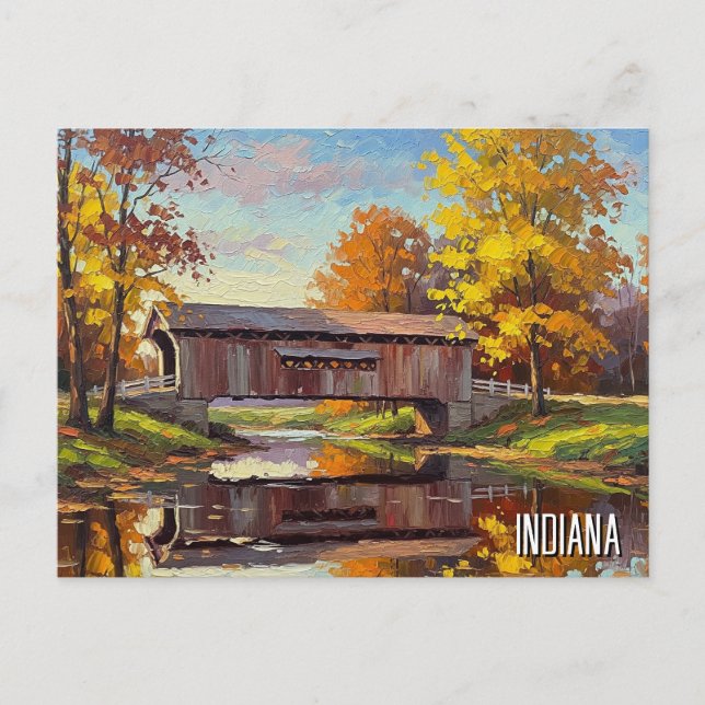 Postal Puente cubierto de Indiana (Anverso)
