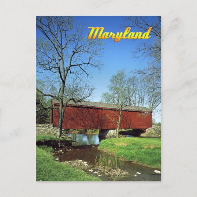 Postal Puente cubierto de la estación Loys, Maryland (Anverso)