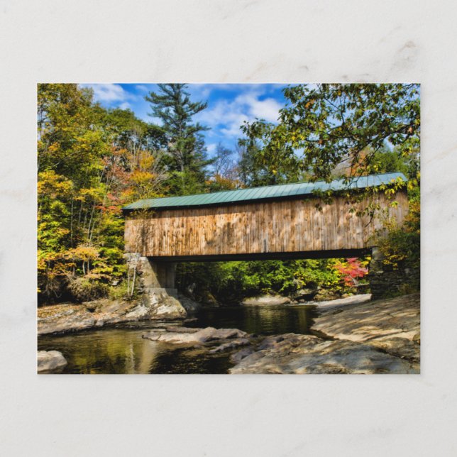 Postal Puente cubierto de Montgomery con follaje de otoño (Anverso)
