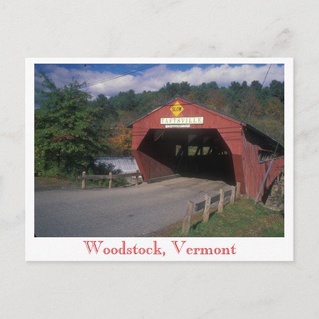 Postal Puente cubierto de Taftsville, Woodstock, Vermont (Anverso)