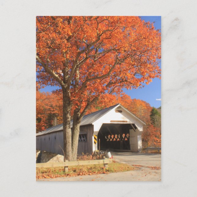 Postal Puente cubierto del río Oeste y Oak Vermont (Anverso)