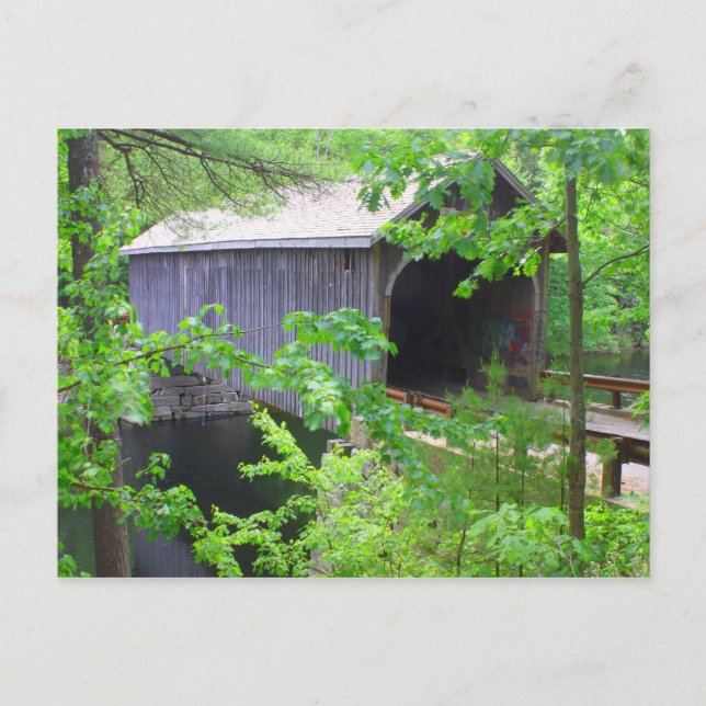 Postal Puente cubierto histórico, Windham Maine (Anverso)