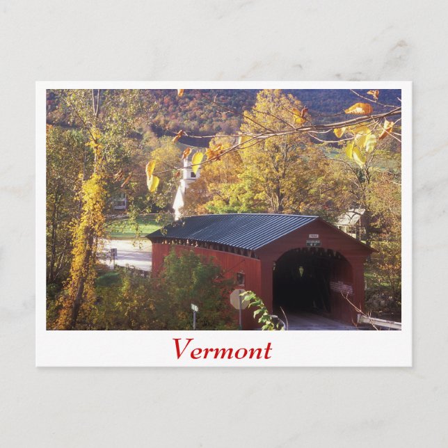 Postal Puente cubierto y Common West Arlington, Vermont (Anverso)