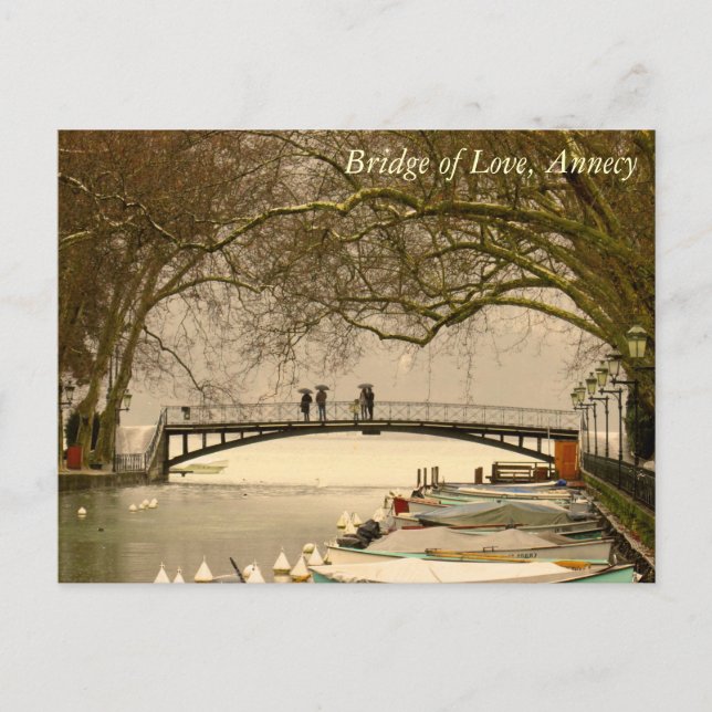 Postal Puente de amor, Annecy, Francia (Anverso)