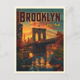Postal Puente de Brooklyn al amanecer - Un viaje vintage 