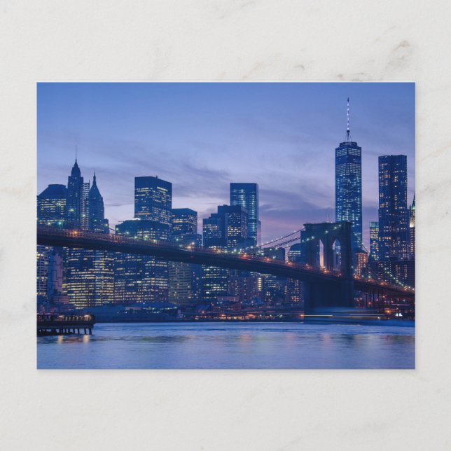 Postal Puente de Brooklyn al Anochecer (Anverso)