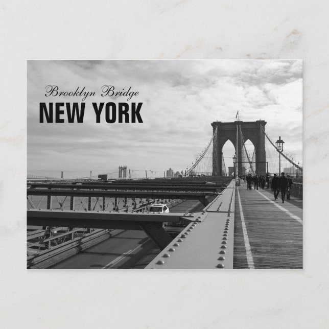Postal Puente de Brooklyn blanco negro - nr 1 de NY Nueva (Anverso)