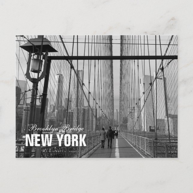 Postal Puente de Brooklyn blanco negro - nr 2 de NY Nueva (Anverso)