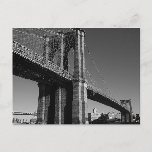 Postal Puente de Brooklyn Blanco y Negro (Anverso)