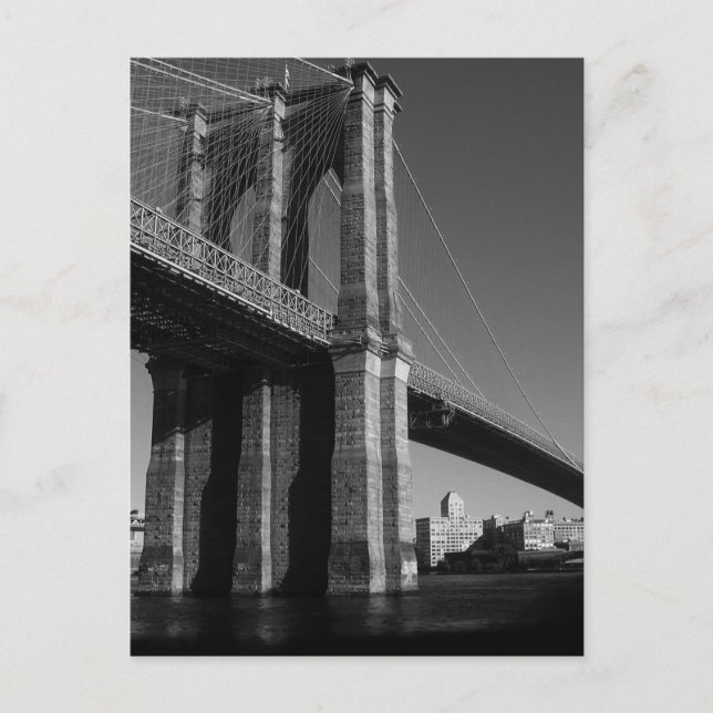 Postal Puente de Brooklyn Blanco y Negro (Anverso)