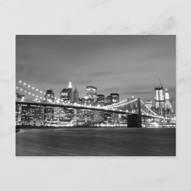Postal Puente de Brooklyn de Noche, Ciudad de Nueva York (Anverso)