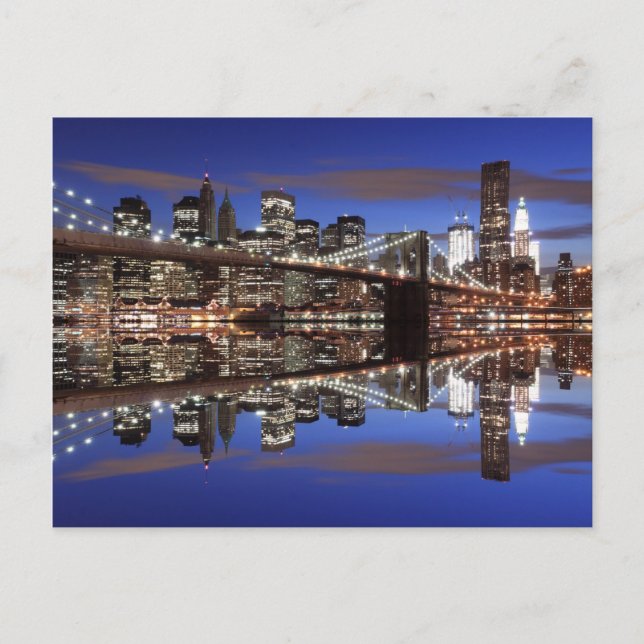 Postal Puente De Brooklyn De Noche En La Ciudad De Nueva  (Anverso)