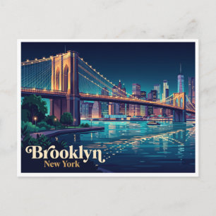 Postal Puente de Brooklyn de noche Nueva York