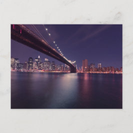 Postal Puente de Brooklyn de noche - NYC Skyline