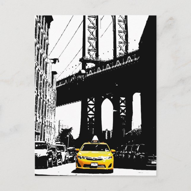 Postal Puente de Brooklyn de Nueva York Yellow Taxi Nyc (Anverso)