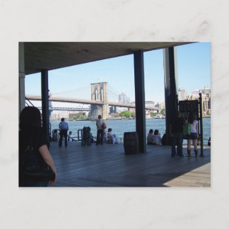 Postal puente de brooklyn desde el puerto marítimo de la 