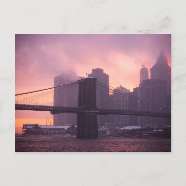 Postal Puente de Brooklyn durante tormenta de nieve (Anverso)