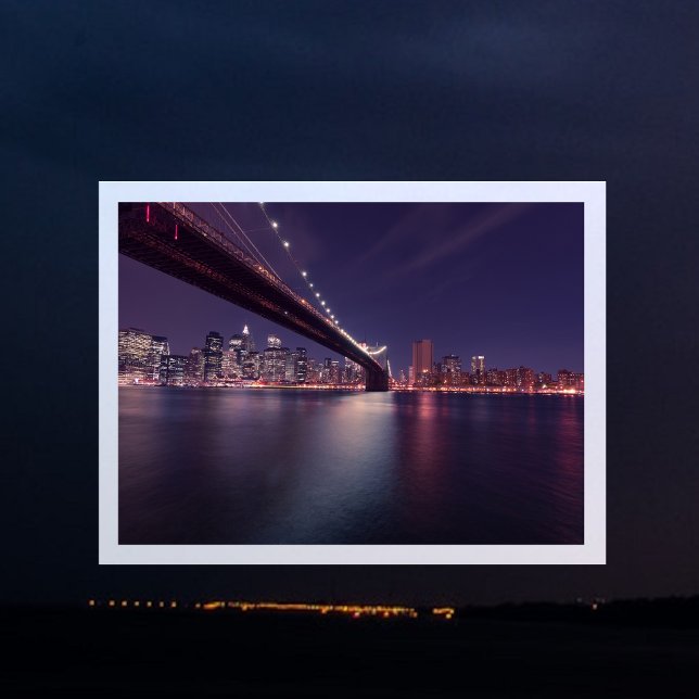 Postal Puente de Brooklyn, East River, luces de Manhattan (Subido por el creador)