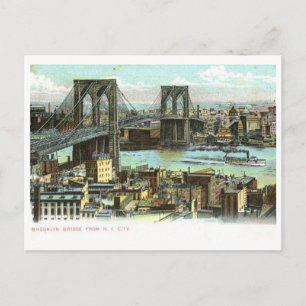Postal Puente de Brooklyn, Nueva York City 1910 Vintage