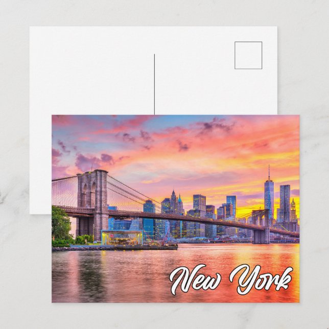 Postal Puente de Brooklyn, Nueva York, Estados Unidos (Anverso / Reverso)
