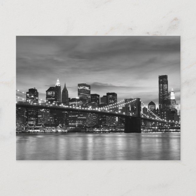 Postal Puente de Brooklyn por la noche, Nueva York (Anverso)
