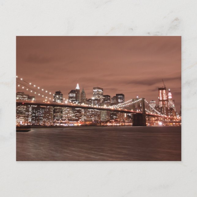 Postal Puente de Brooklyn por la noche, Nueva York (Anverso)