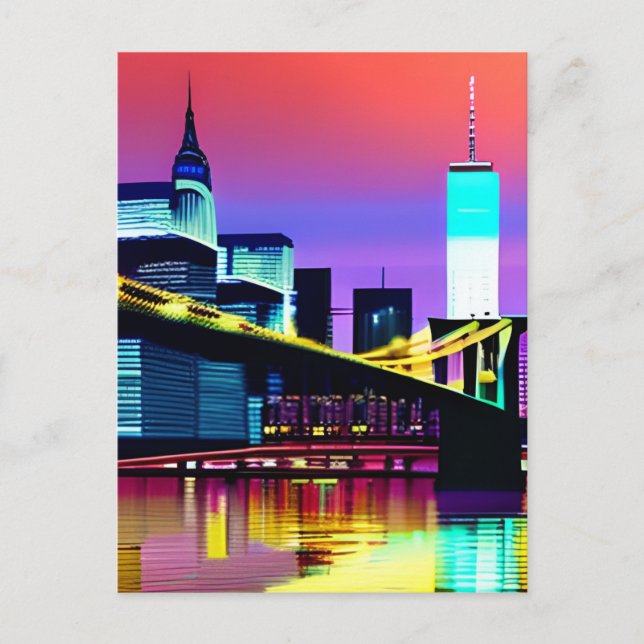 Postal Puente de Brooklyn por la noche / por la noche