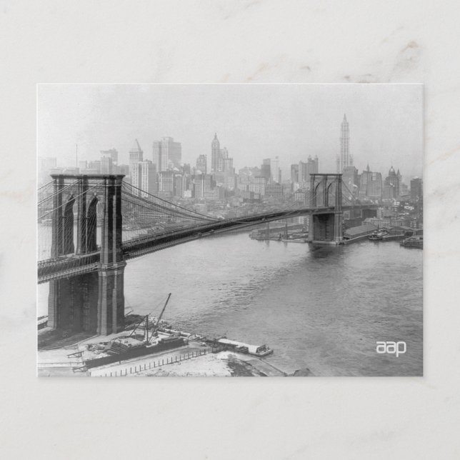 Postal Puente de Brooklyn y Manhattan 1915 Nueva York (Anverso)