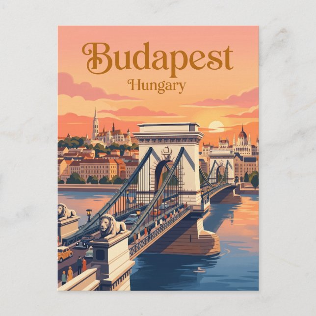 Postal Puente de Cadena Hungría (Anverso)